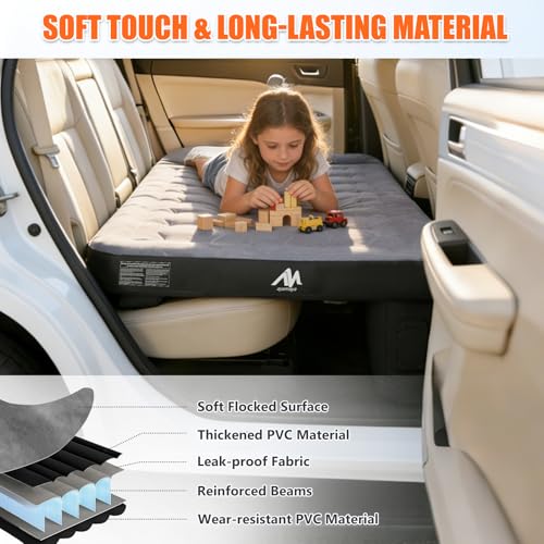 AYAMAYA Car Air Mattress with Built-In Rechargeable Pump, 53x32 Inch Back Seat Inflatable Bed