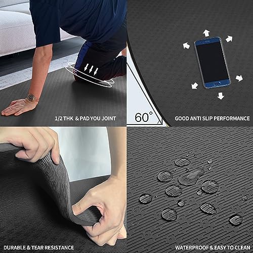 Large Black TPE Yoga Mat 6x4 Feet Extra Thick Non-Slip for Yoga Pilates Home Gym
