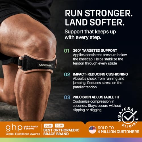 Modvel Copper Patella Knee Brace Strap Adjustable Tendon Support Band 2-Pack