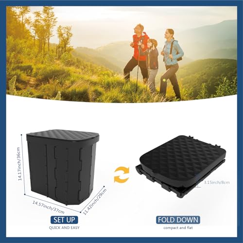 XL Portable Folding Camping Toilet - Black, Lightweight & Durable