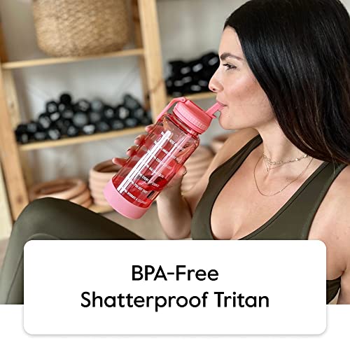 Takeya 32 Oz Motivational Water Bottle with Straw Lid - Stormy Black