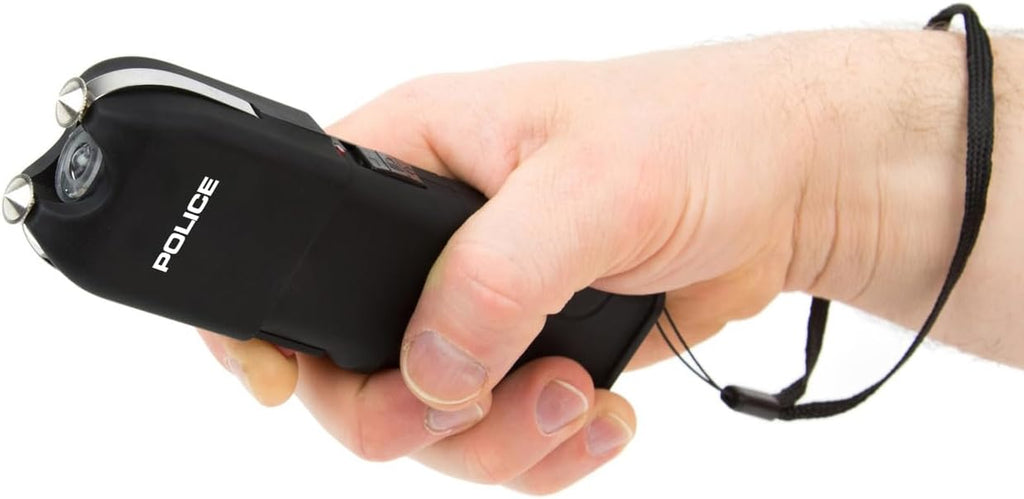 POLICE Stun Gun 928 - High Voltage Rechargeable Self Defense Tool with LED Flashlight - Compact & Heavy Duty - Black