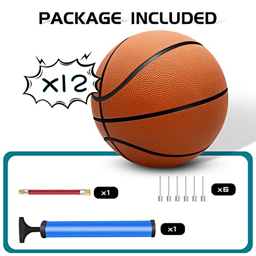 12 Pack 29.5 Inch Official Size Basketballs with Pump - Indoor & Outdoor Play