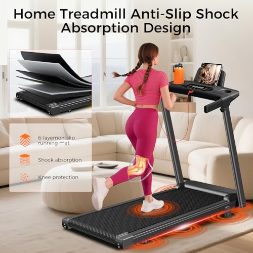Aiteid Black Treadmill with 12% Incline, 3.0HP Quiet Electric Home Running Machine