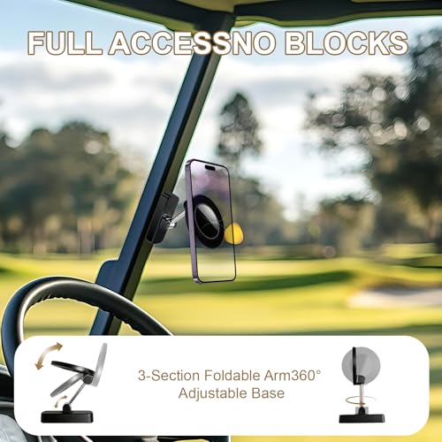 Magnetic Golf Cart Phone Holder - 360° Rotatable, Compatible with MagSafe iPhone 12-17, Golf Accessories for Men & Dad