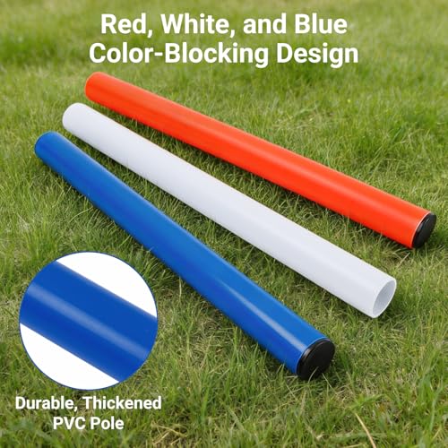 6FT Horse Training Poles Set with Rubber Bases - White-Blue-Orange 6 Pack