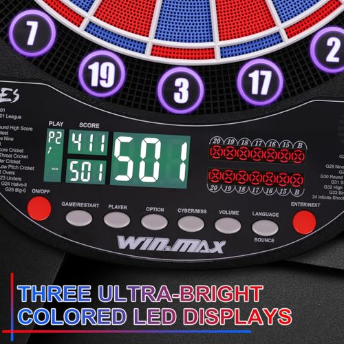 Electronic Dart Board with Automatic Scoring and Red Variation - 34 Games