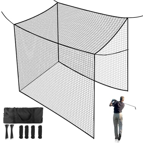 10x10ft Golf Practice Netting - Indoor Outdoor Batting Cage Net with Rope & Carry Bag