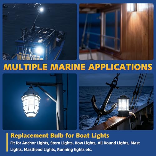 906 T10 Wedge Base Marine LED Boat Light Bulb 12-24V 6000K 2 Pack