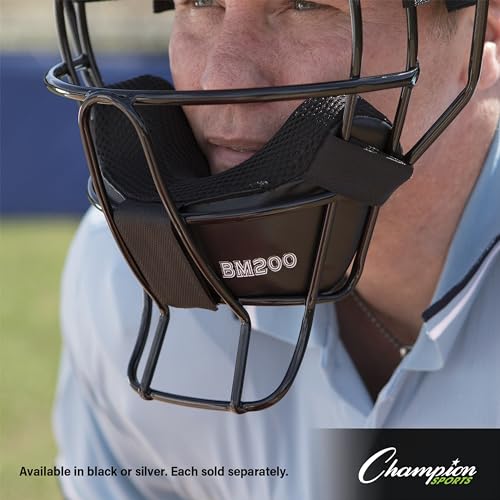 Champion Sports Ultra Lightweight Umpire Face Mask Adult DryTek Silver - Baseball & Softball Equipment