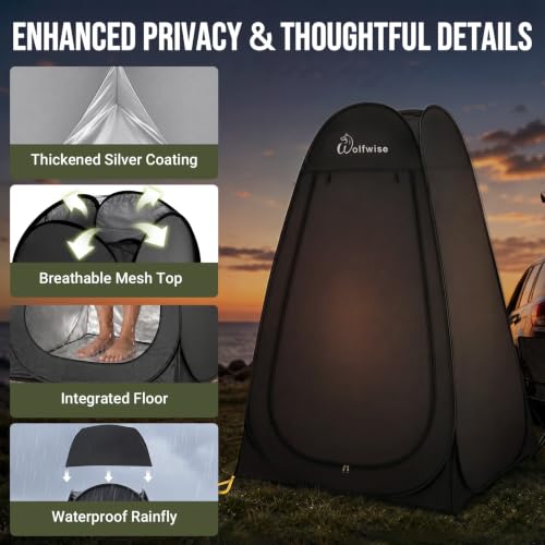 Black Portable Camping Toilet Kit with Privacy Tent - 30 Pack Basic Set