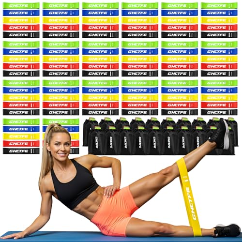 GHCTFE 100PCS Multicolor Resistance Bands Bulk Set for Group Fitness, Mini Loop Bands for Glutes & Legs