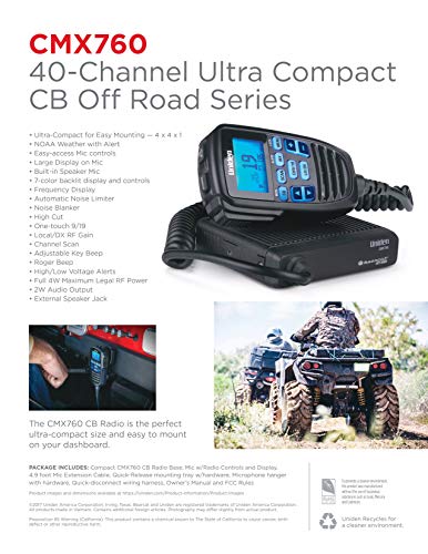CB Radio Off Road Series Compact Mobile CB Radio with Microphone Display - Radio