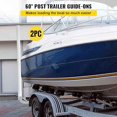 60-Inch Adjustable Boat Trailer Guide Poles with PVC Covers & L Shaped Stiffeners - Rustproof Steel, for Ski & Fishing Boats
