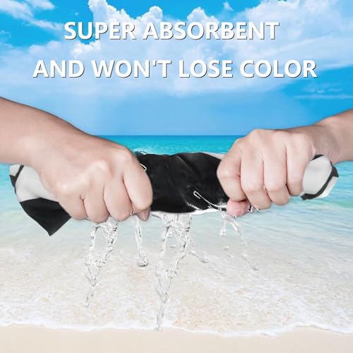 Black 35x71 Inch Microfiber Beach Towel - Lightweight, Quick Dry, Sand Resistant