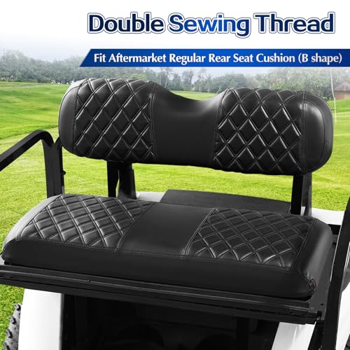 NOKINS Diamond Seat Covers for EZGO TXT Golf Carts 1994-2013 Black & Black Stitching