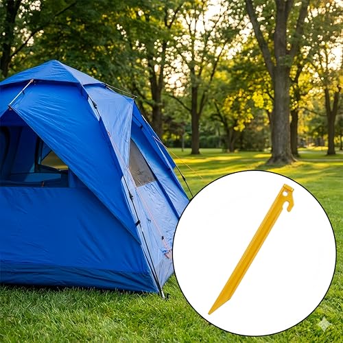20 Pcs 8.9-Inch Heavy Duty Plastic Tent Stakes for Camping & Outdoor Use - Yellow