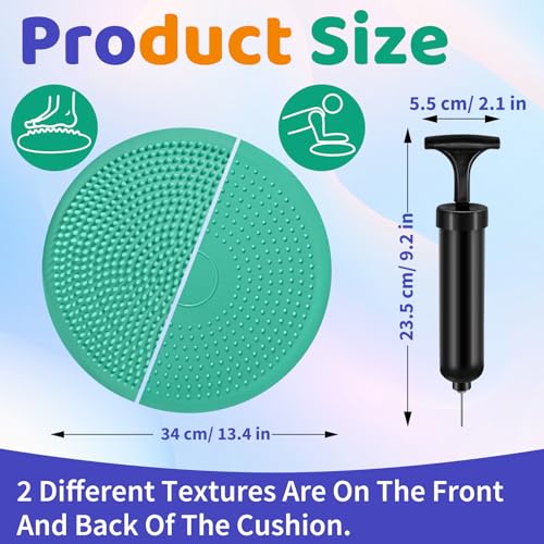 Teal Wobble Cushion Set with Hedgehog Balance Pods & Pump - Balance Trainer