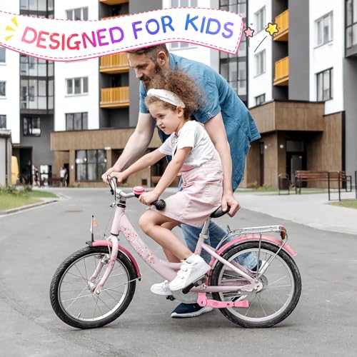 Kids Bike Kickstand for 16-20 Inch Children's Bicycles - Pink, Adjustable Aluminium Alloy Support