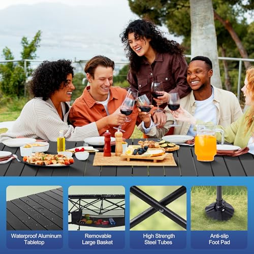 Adjustable Camping Table with Storage - Lightweight Foldable Outdoor Dining