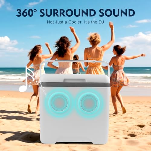 Maliansun Off-White Cooler with Bluetooth Speakers, 48-Hour Ice Retention