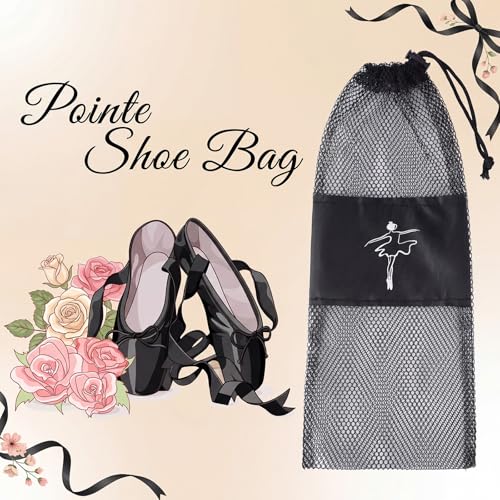 Mesh Dance Pointe Shoes Bag for Women Girls Black - 4 Pack