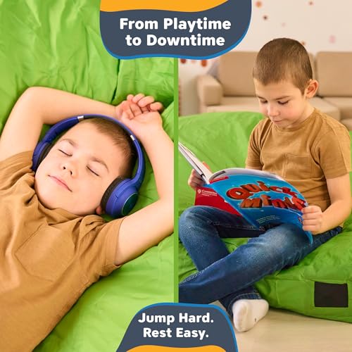 SaferBounce Kids Sensory Crash Pad Green 5ft x 5ft Safety Foam Mat for Jumping & Play