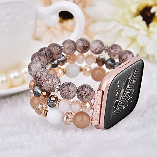 Beaded Elastic Bracelet for Fitbit Versa 2 - Handmade Women’s Watch Band