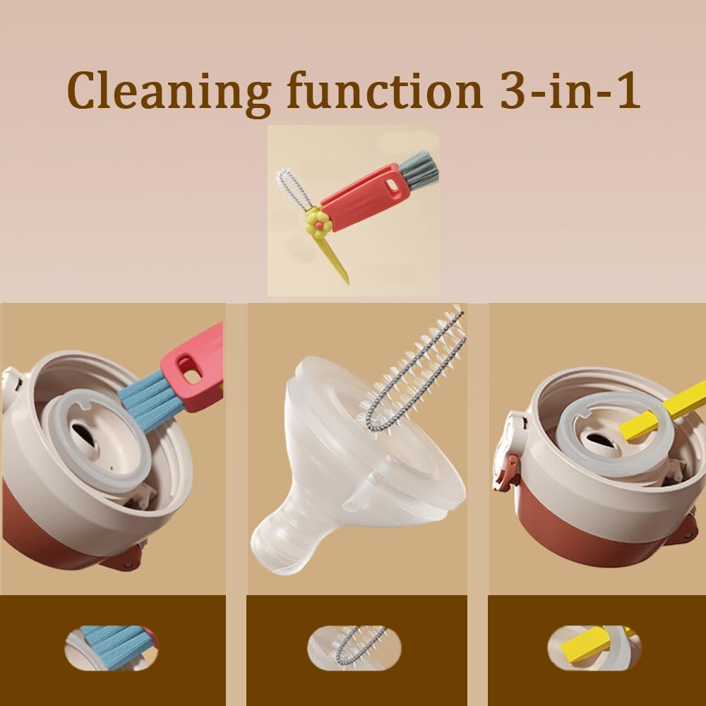 Skiennix 3-in-1 Cup Lid Cleaning Brush Set - Multifunctional Brushes for Mugs, Bottles & Tumblers (3 PCS)