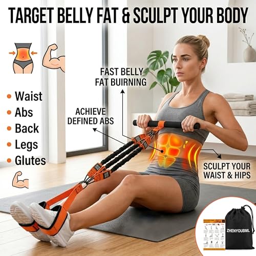 Orange Pedal Resistance Band with Handle and Door Anchor Kit - 10PCS