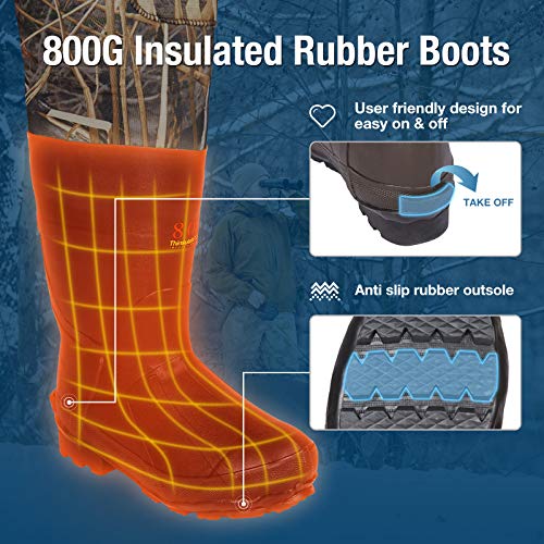 Men's Insulated Waterproof Hunting Waders with LED Light - Camo Evo 11