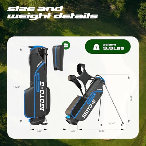 Right Hand Men's Golf Clubs Set with Stand Bag & Rain Cover - Blue, 9 Pieces