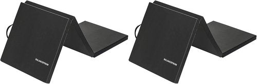 BalanceFrom 3-Panel Folding Gymnastics Mat - 2-Inch Thick, 6x2 Feet, Black with Carrying Handles for Home Workouts