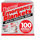 Mart Cobra Silver Mylar Emergency Blankets Bulk 100-Pack for Survival, Camping & Disaster Preparedness