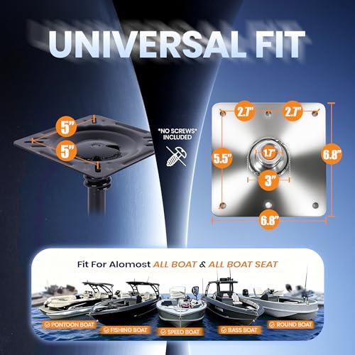 Marine Boat Seat Pedestal Base Mount Kit 14" Locking Swivel Post for Pontoon & Fishing Boats