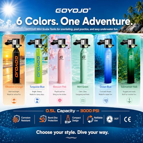 0.5L Mini Scuba Tank for Snorkeling & Emergency Breathing - Obsidian Orange