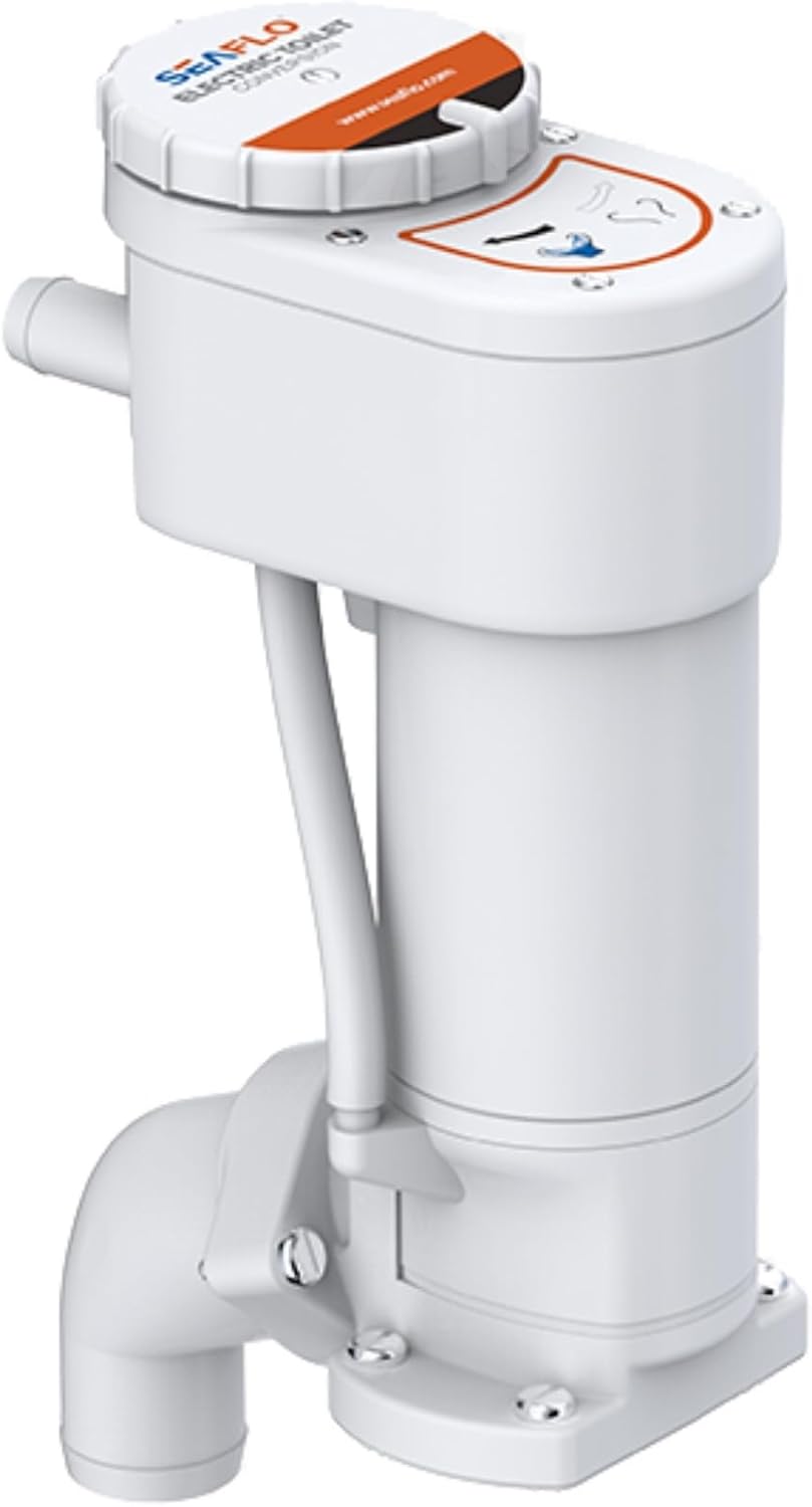 SEAFLO 12V Electric Marine Toilet Conversion Kit - Self-Priming Macerator Flush, Fits Compact & Regular Heads | 4-Year Warranty