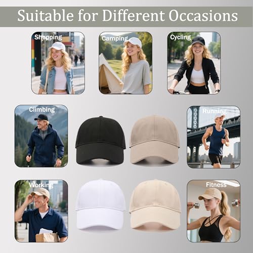 Cotton Baseball Caps 2-Pack for Men Women Adjustable Black and White