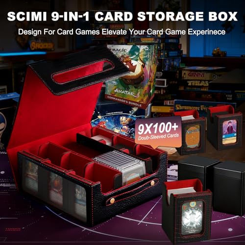 9-in-1 MTG Deck Box with 8 Removable Commander Deck Cases - Black Red