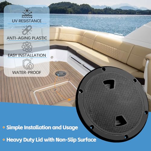 6 Inch Round Inspection Deck Plate Hatch with Detachable Cover - Black