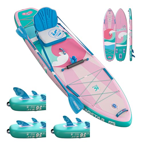 Inflatable Stand Up Paddle Board 11'6 x 36'' with Pink Variation, All Accessories Included