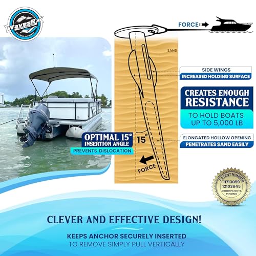 18-Inch Aluminum Beach Anchor for Boat, Kayak & Jet Ski - Ultra-Light Secure Docking