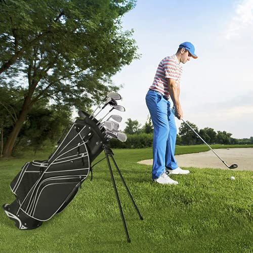 MEDIMALL Black Golf Stand Bag with 6-Way Divider, Portable Lightweight Organizer