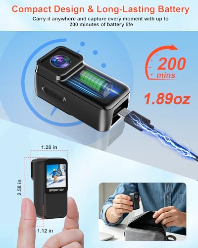 4K Waterproof Action Body Camera with 64GB Card, Wi-Fi, Screen & Mounts