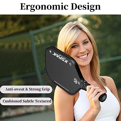XSPAK PRO Series Carbon Fiber Pickleball Paddle with Honeycomb Core and Comfort Grip - White Variation