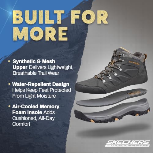 Skechers Men's Relment Daggett Waterproof Hiking Boot 11 X-Wide Charcoal Grey