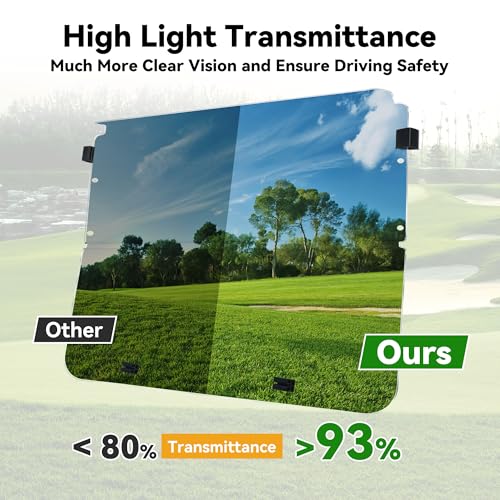 Golf Cart Windshield for Club Car DS 1982-2000, Impact-Resistant Acrylic, Foldable & UV Protected