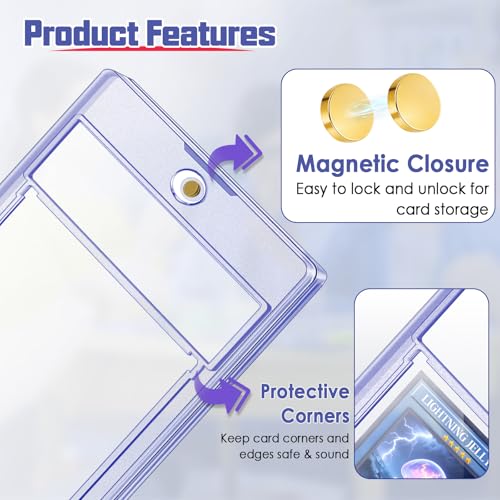 Kitoyz 100-Pack Magnetic Card Slabs - Acrylic Graded Card Holder, Secure Locking