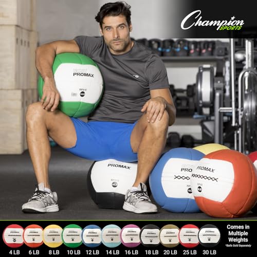 Champion Sports RPX6 Rhino Promax Slam Balls, 6 lb, Soft Shell with Non-Slip Grip, Medicine Wall Exercise Ball for Weightlifting, Plyometrics, Cross Training, & Home Gym Fitness