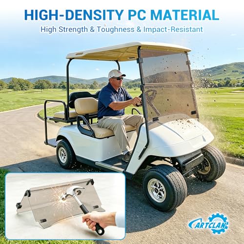 CartClan Tinted Golf Cart Windshield for EZGO TXT 1995-2013 Folding Impact-Resistant